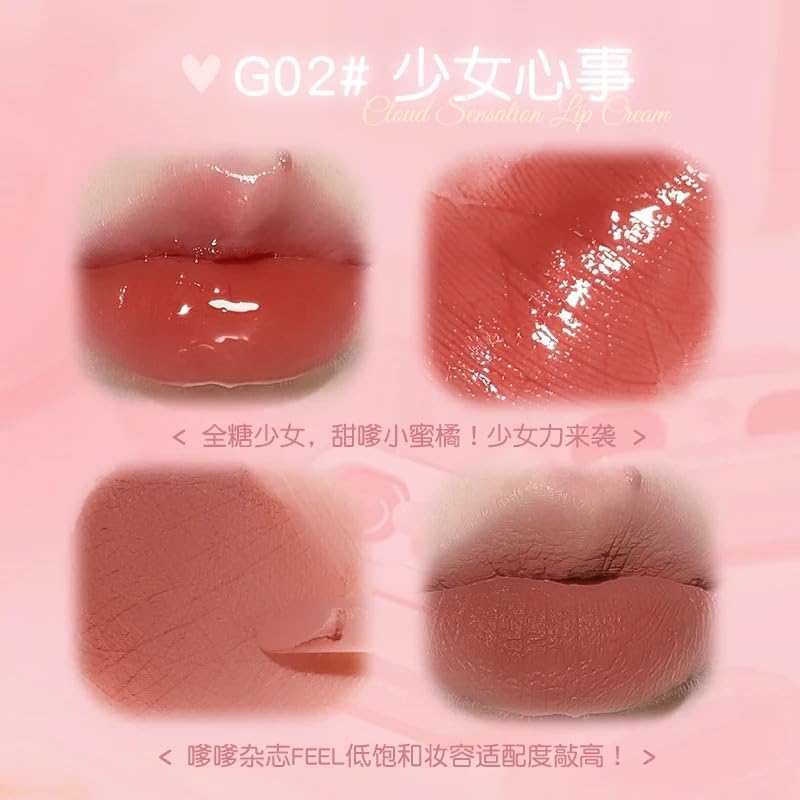 Image of Earbuds lipstick Double Lip Gloss Mirror Finish Nude Color Korean Lipstick Matte Non-Sticky Lip Mud Long-Lasting Hydrating Lip Gloss Double Matte Lip Clay Tint With Heart-Shaped Applicator Headphone 2in1 Lipcolor