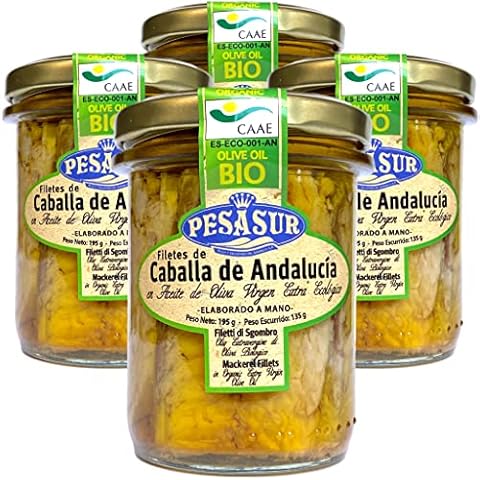 Soldimar Pesasur Mackerel Fillets in Organic Extra Virgin Olive Oil 195g (Pack of 4) Cover