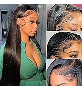 Straight Lace Front Wigs Human Hair Pre Plucked 13x4 HD Lace Frontal Wigs Human Hair With Baby Ha...