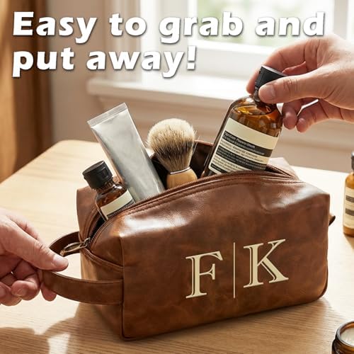 Personalized Toiletry Bag for Men, Custom Toiletry Bag, Customized Leather Travel Shaving Kit Bag, Unique Birthday Anniversary, Graduation, Gift for Men, Him, Husband, Father, Son, Dad, Brother - 5