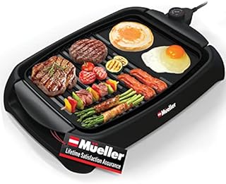 Mueller Ultra GrillPower 2-in-1 Smokeless Electric Indoor Removable Grill and Griddle Combo, Nonstick