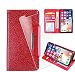 Produktbild HYMY Hülle für Elephone A6 Mini + Schutzfolie - Rot Einfach Stil PU Leder Lederhülle Flip mit Brieftasche Geldbörse Card Slot Handyhülle Cover