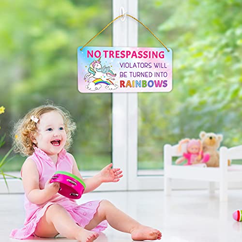 Unicorn Decor For Girls Room, Hanging Sign Girls Room Decorations For Bedroom Pvc Plastic Decorative Signs Colorful Quotes No Trespassing Sign Kids Room Decor Gift For Girls 12″X6″ #TOP4