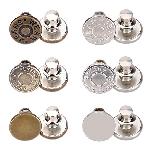 JISONCASE 12 Set Button Pin Pant, Jean Adjustable Button, No Sew Instant Button Detachable Pants Button Pins Prefect Fit Replacement Jean Button Extend Or Reduce Any Pants Waist