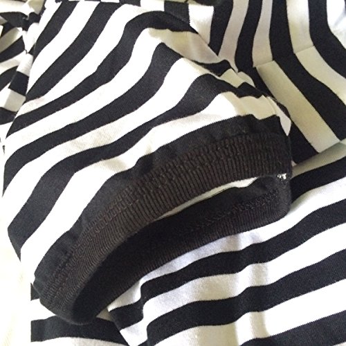 Ezsskj Kid's Boys Short Sleeve Black White Striped T Shirts Fashion Tee Tops 130 Cm #TOP4