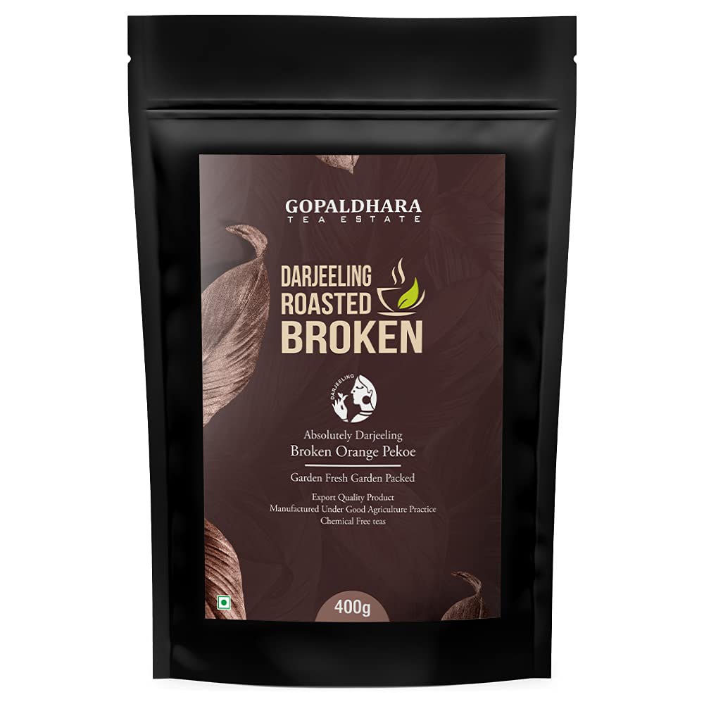 Gopaldhara Roasted Darjeeling Tea - 400g Standup Pouch | 100% Pure & Original Leaf Tea | Flavoury Golden Broken Orange Pekoe | Black Tea | Rich Taste & Flavour from 7000 Feet Mountain (B09H756V3V) Amazon Price History, Amazon Price Tracker