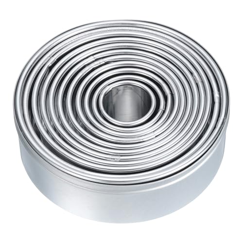 QUARKZMAN Juego de 11 Cortadores de Galletas Circulares de Acero Inoxidable para Hornear Anillos de Repostería de Mousse de Postre para Dar Forma a Donuts, Pan, Pasteles y Sándwiches