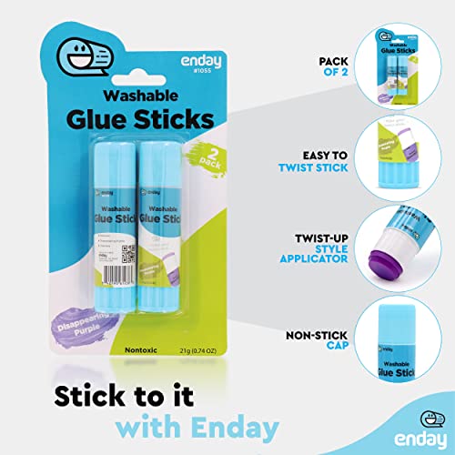 Glue Sticks for Kids, Washable Disappearing Purple Glue Sticks, 7 Ounces Stick Glue for School, Office, Home, Classroom, Non-Toxic Gluesticks, 2 Pack - by Enday - Thumbnail 3