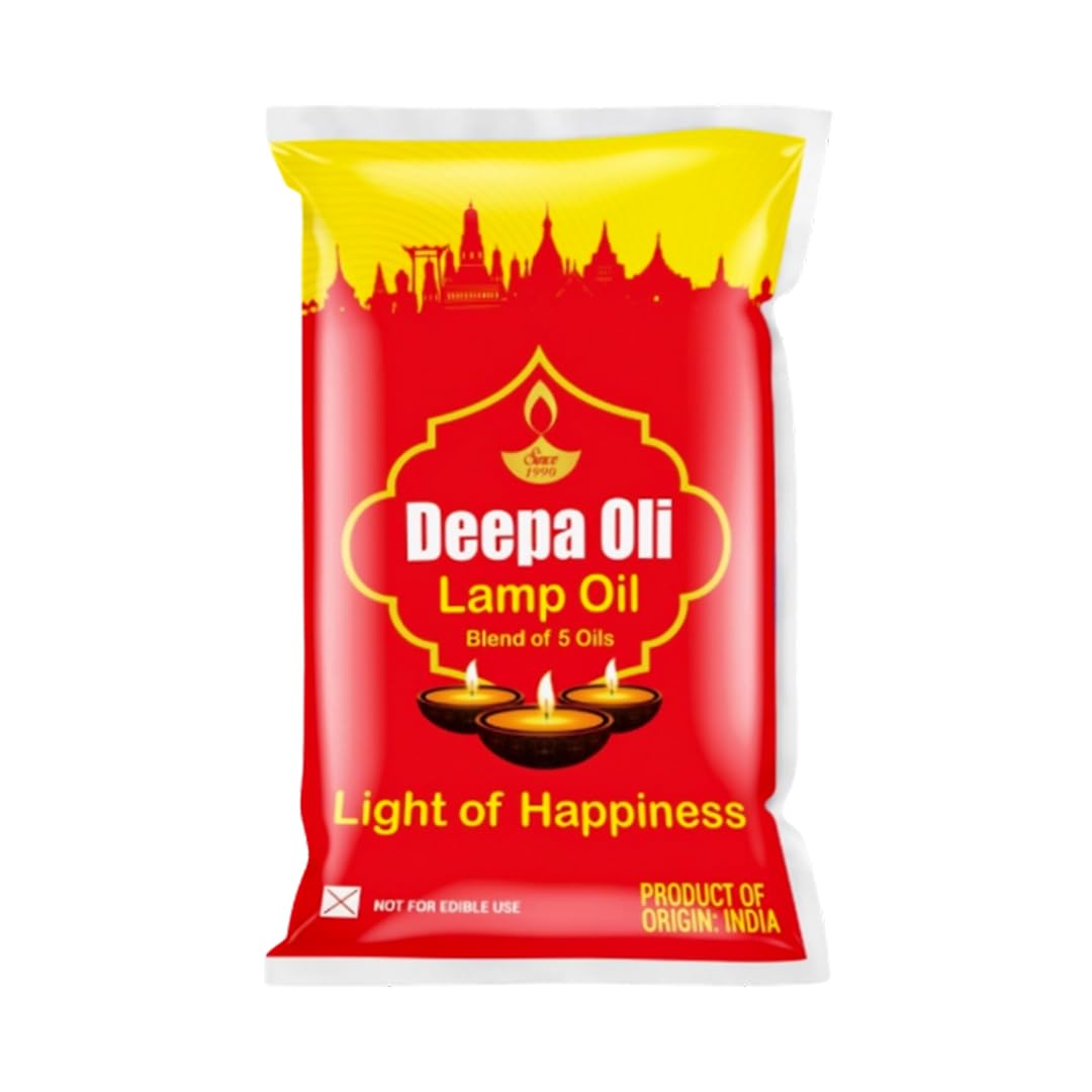 GOLD COIN Lamp Oil 1 Litre Pouch | Pooja Oil 1L Blend of 5 Pure Oils | Vilakku & Diya Oil for Daily Puja, Festivals & Havan | Steady Bright Flame | Not for Edible Use | Product of India-image-24