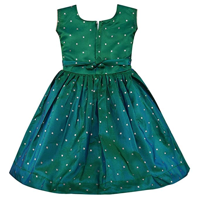 Image of Wish Karo Baby Girls Knee Length Satin Embroidered Party Dress-(fe2913nw)