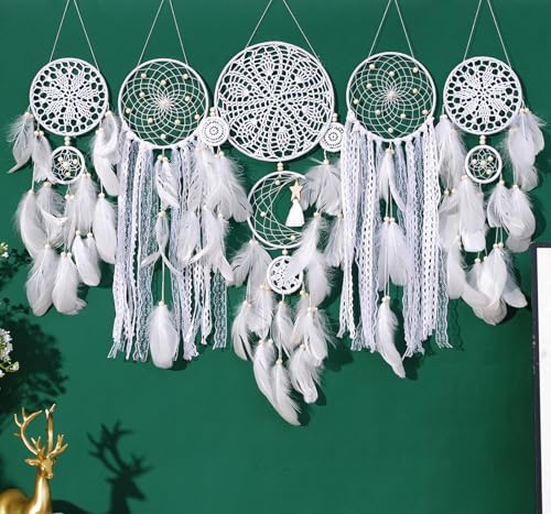 Dream Catchers Boho Wall Decor Moon and Sun Feather Handmade