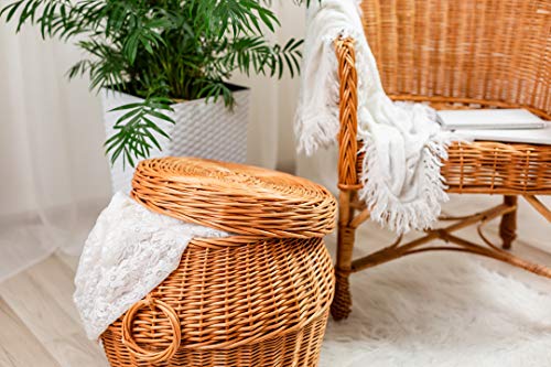 Panier rond avec couvercle e-wicker24 en osier buff naturel H32