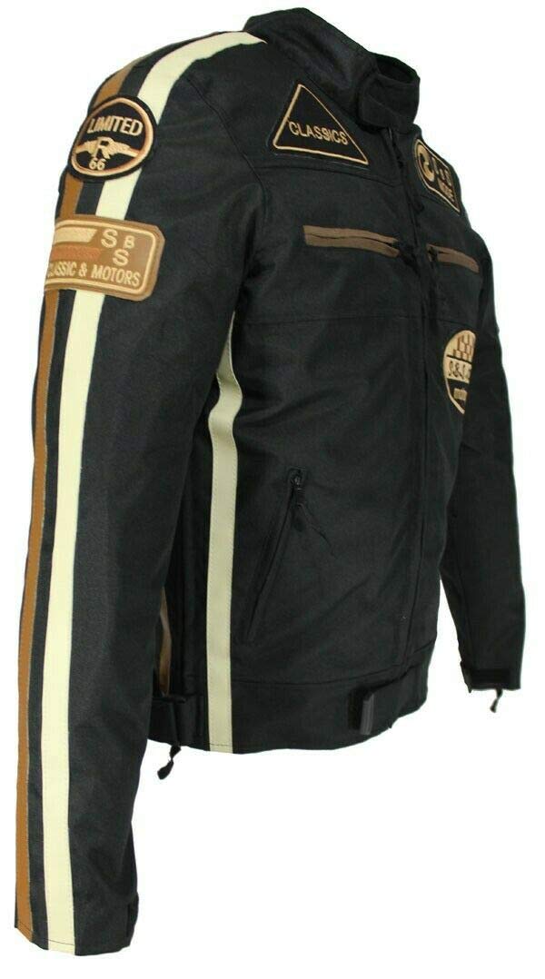 Herren Motorradjacke Textil mit Protektoren, Wasserabweisender, Winddicht, Biker Custom, Touring, Quad, Sport und Freizeit Jacke Gr. S bis 5XL