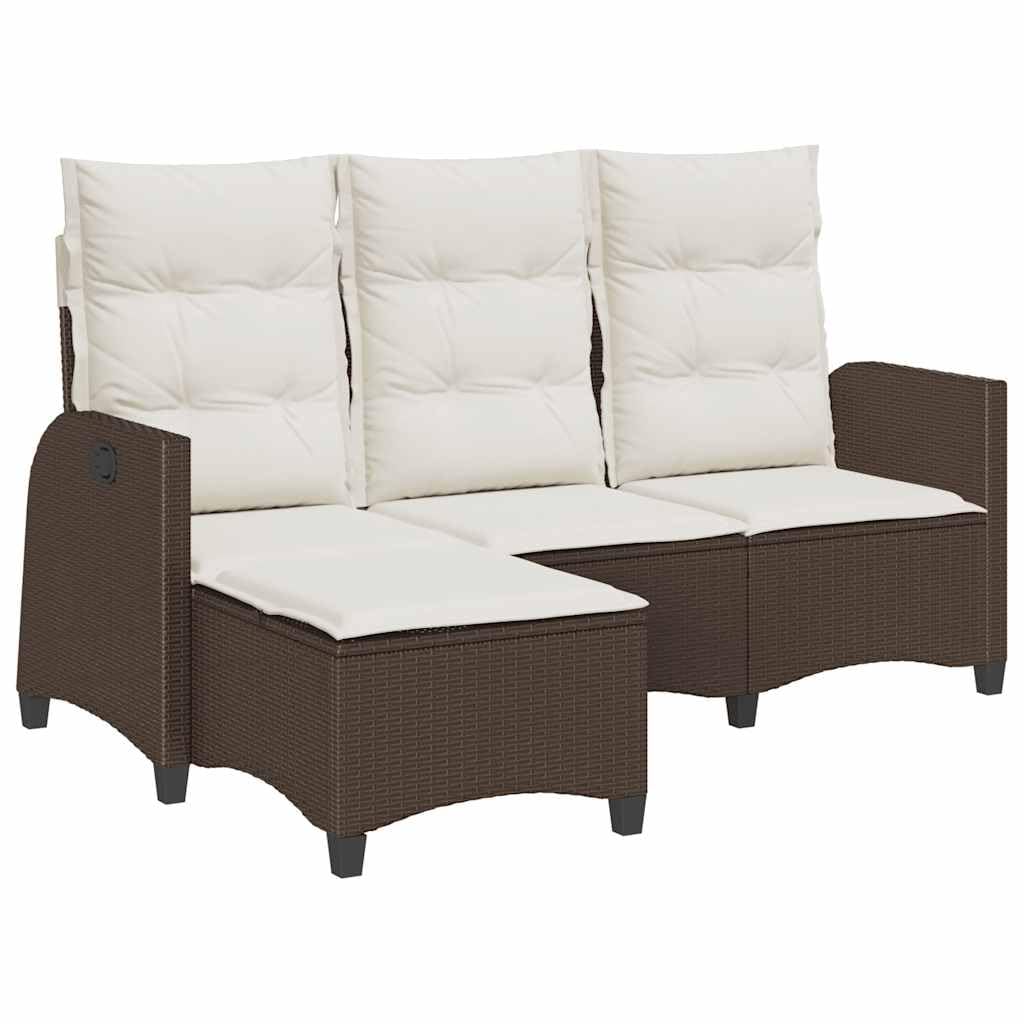 vidaXL Sofá de jardín reclinable con Cojines en Forma de L marrón, sofá de Exterior, sofá de jardín reclinable, sofá de jardín en Forma de L