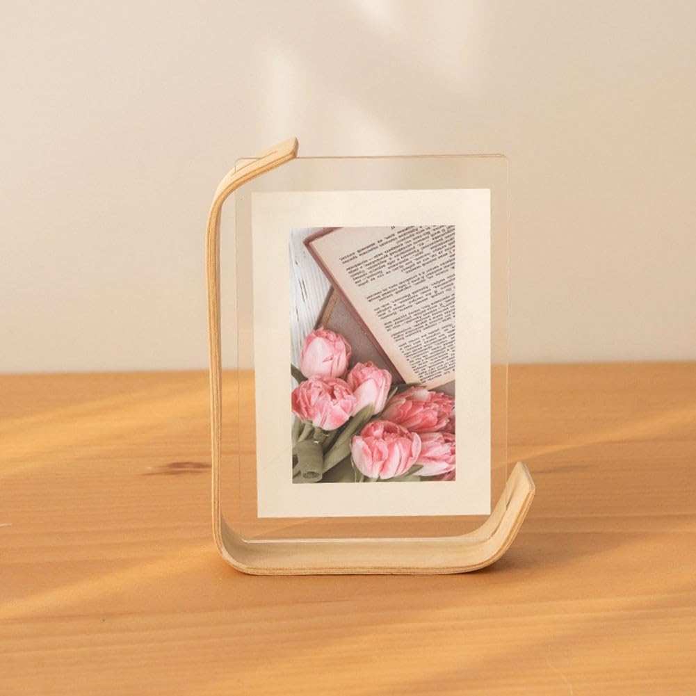 1-Piece Wooden Photo Frame, 4x6 Inch Acrylic Picture Display Stand for Table, Desk and Home Decor-image-34