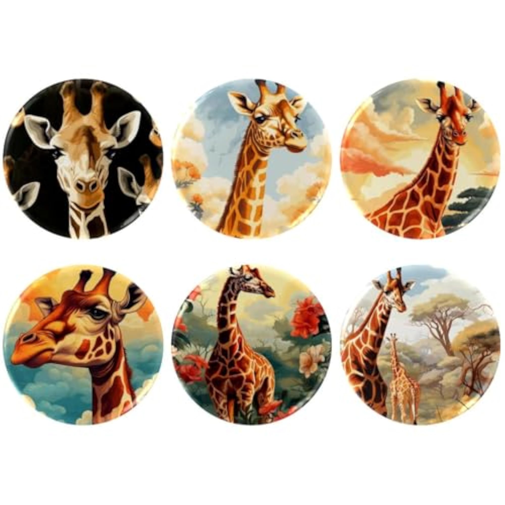 6-Pack Kids' Cute Giraffe Button Pins, Personalizing Brooches