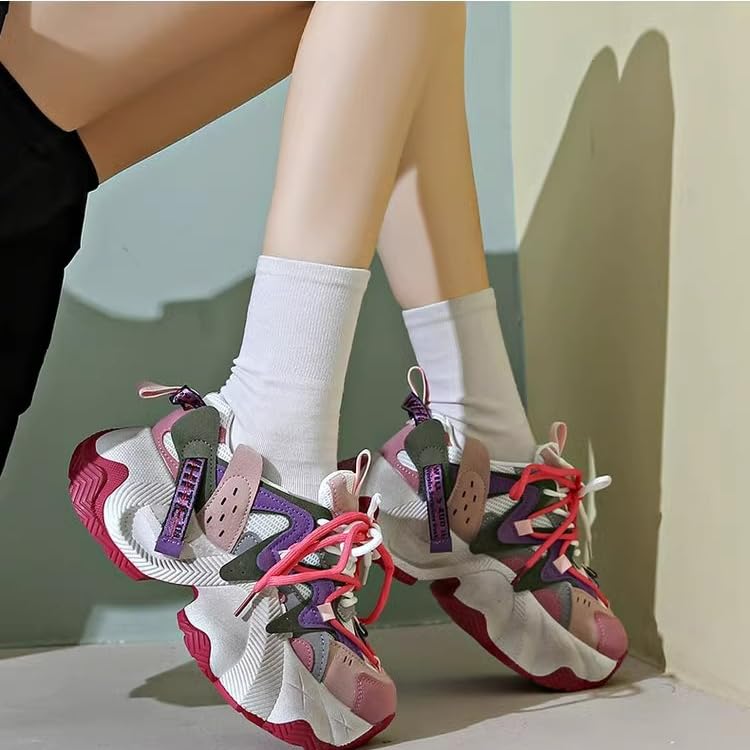 Retro Thick Sole Sneakers Women Dad Shoes Y2K Aesthetic 2.6 Height Increase Walking Cute Shoes2
