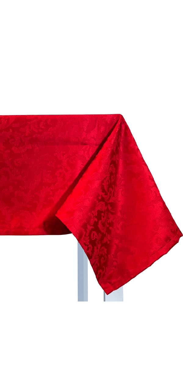 Giovanni Dolcinotti | Mantel Rectangular navideño 140 x 280 cm Jacquard damascado – 12 plazas – 100% Fabricado en Italia – Color Rojo