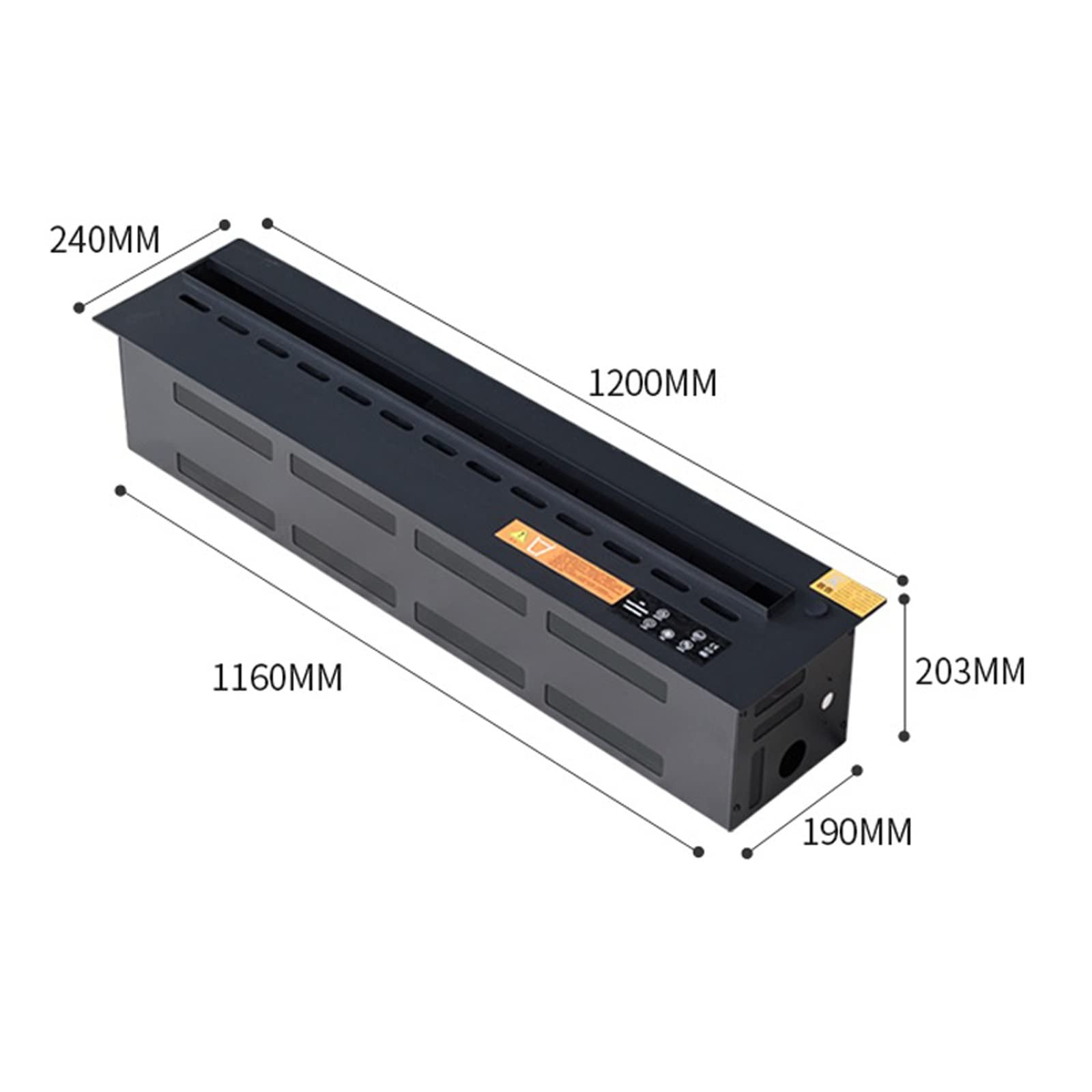 Elektryczny kominek Deluxe elektryczny wkład kominkowy symulujący płomień 3D sztuczny kominek dekoracja bez ciepła, wiele rozmiarów, czarny dobry na zimę (rozmiar: dł. 120 cm)