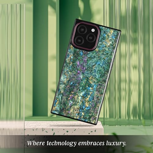 Image of COCOMII Rectangle for iPhone 16 Pro Case, Aurora Abalone Shell