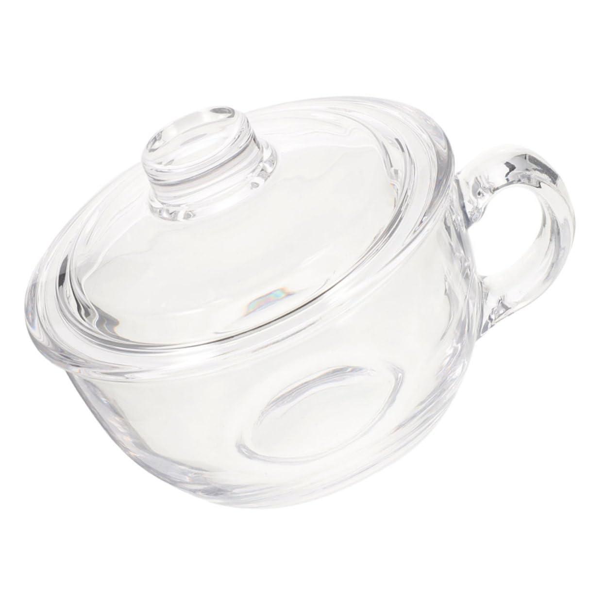 Cuenco de Desayuno de Vidrio con Tapa y Asa, 450ml, Transparente, para Yogur, Sopa y Cereales en Cocina y Restaurante