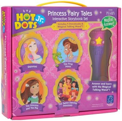 Educational Insights Hot Dots Jr. Princess Fairy Tales Storybooks, 4 Books & Interactive Pen, Homeschool Learning Workbooks, Early Learning Activities for Ages 3+