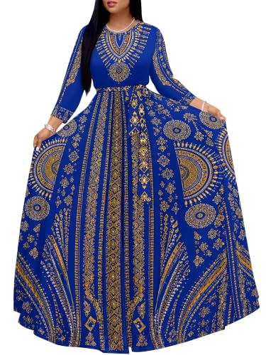 Image of Plus Size Maxi Dress for Women V Neck 3 /4 Sleeve Wrap Dress