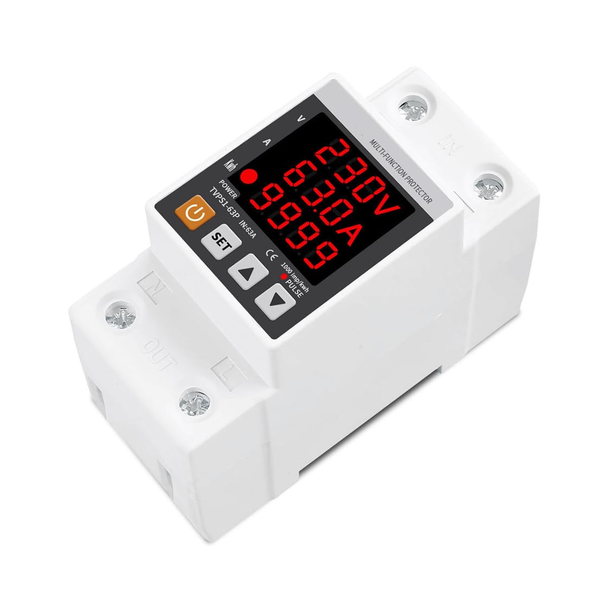 Compteur Kwh sur rail Din et relais de protection tension réglable 63A