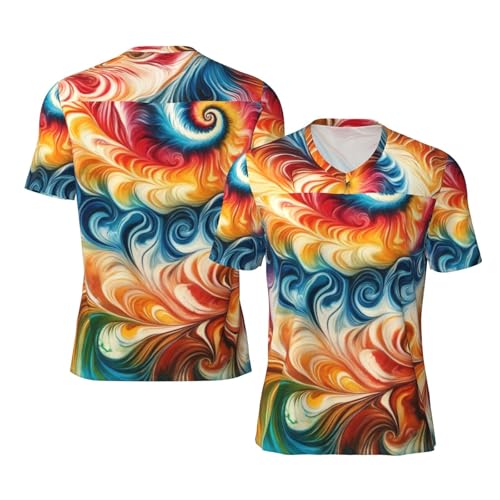 Stylish Athletic Sports Jersey Abstract-Painting-Tie-Dye Men's Rugby Jersey 4X-Large Black