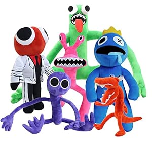 Rainbow Friends Pluche dier, anime, knuffeldieren, Kawaii pluche dier, pluche kussen, Halloween, Kerstmis, cadeaus voor kinderen, 6 stuks