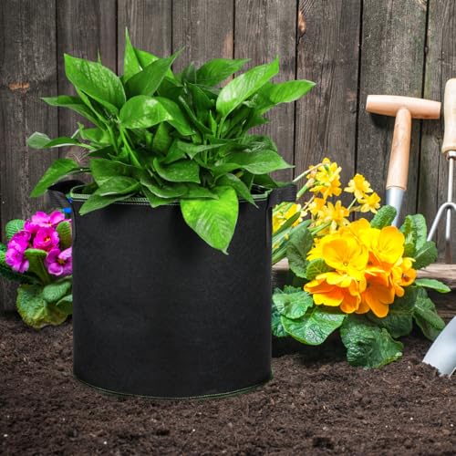 Image of DOITOOL 5 Pack 4 Gallon Plant Grow Bags, Nonwoven Plant Fabric Pots with Handles, Vegetable /Flower /Plant Grow Bags for Nursery Garden Planting