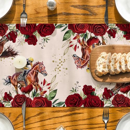 Artoid Mode Horse Racing Roses Kentucky Table Runner, Sports Festival Holiday Kitchen Dining Table Decoration for Home Party Decor 13x36 Inch by Artoid Mode - Image 7