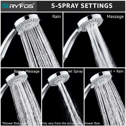 Image of India's 1st Lifetime Support Brand, R3020HS, ABS, 4-INCH, Hand Shower | 5-Function Handheld Shower For Bath | Handshower for bathroom | Multi-Function Handheld Shower | Chrome Finish