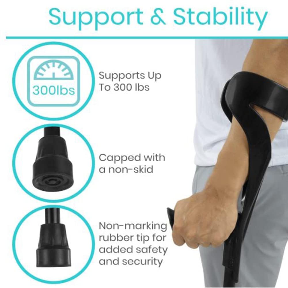 Aluminio Muletas Ortopédicas,Regulable Bastones para Adulto, Muleta para Caminar De Ajustables, Muletas De Antebrazo De Plegable