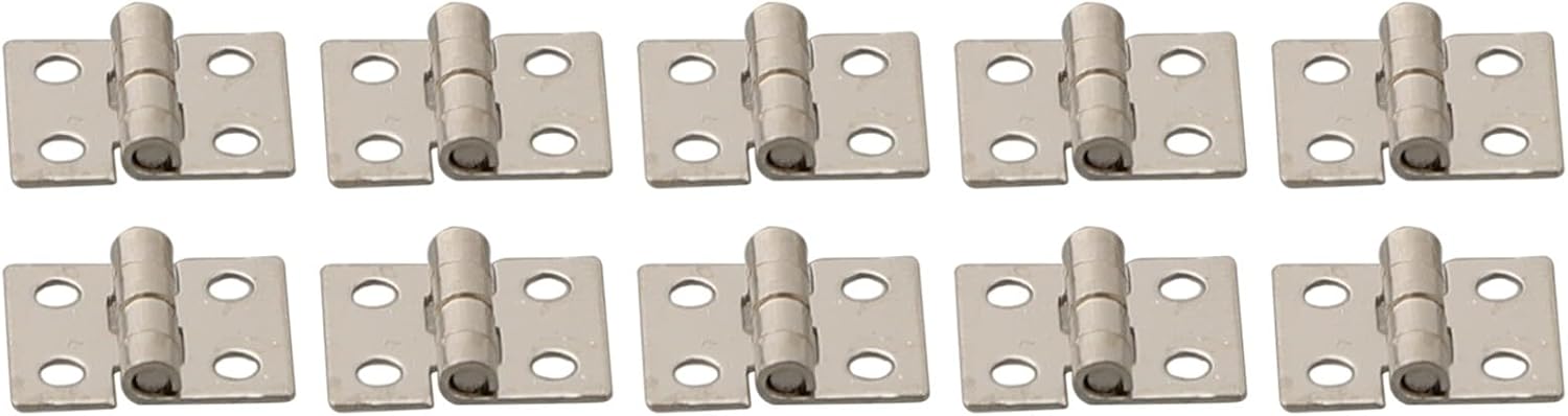50 Pcs Brass Butt Hinges for Small Craft Doors,Boxes, and Doll Houses, 8x10mm Miniature Solid Hinges with 4 Mounting Holes, Gold and Silver Finish