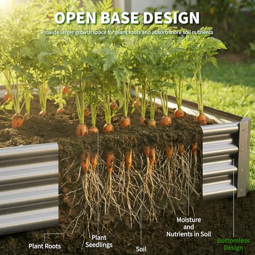 Anmiro Galvanized Raised Garden Bed,Outdoor Planter Box Metal Patio Kit Planting Bed for Vegetables Flowers Herb (Galvanized, 8x4x1ft-2p) by Anmiro - Used condition - Image 6