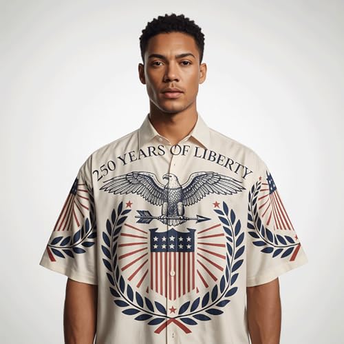 U.S. 250th Anniversary Shirts for Men Women, Casual Sleeve Button Down Tropical Shirts, Beach Summer Shirts2