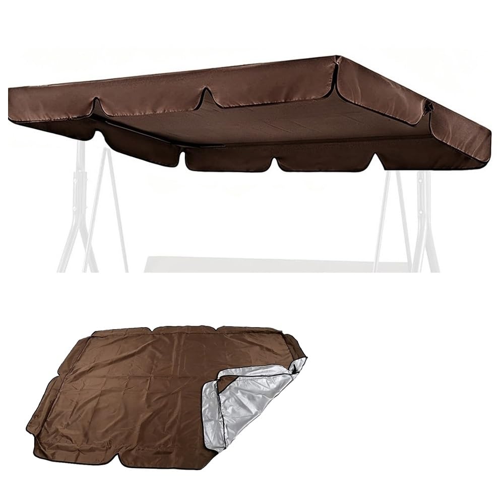RTVGNSZSJL 75x47in Swing Canopy Replacement Cover Universal Porch Swing Chair Top Cover Waterproof Replacement Canopy For Patio Garden Hammock(Brown,82x57in-210x145cm)
