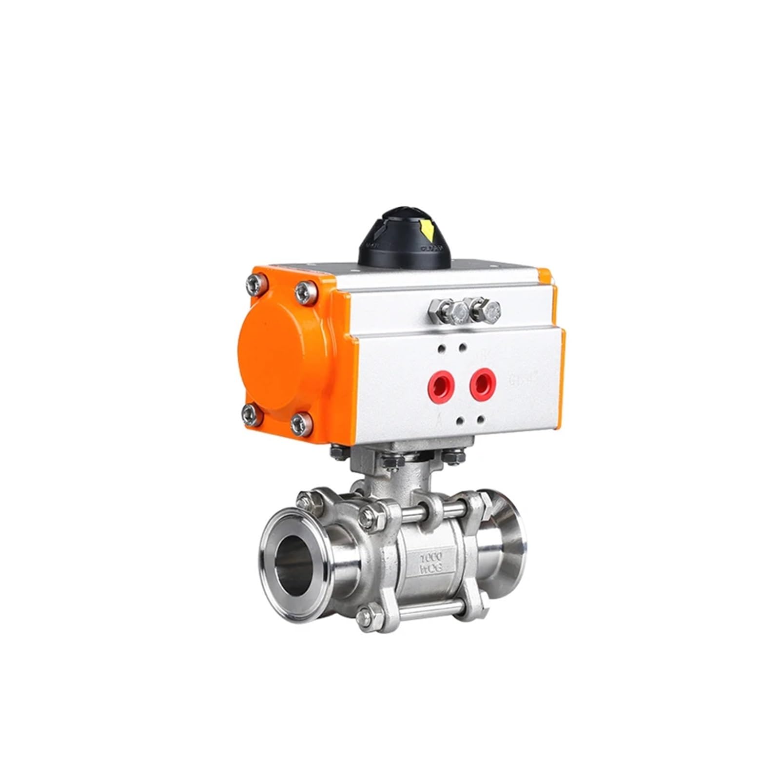 1/2" SS304 Three Piece Tri Clamp Ferrule Type Ball Valve with Double Acting Cylinder