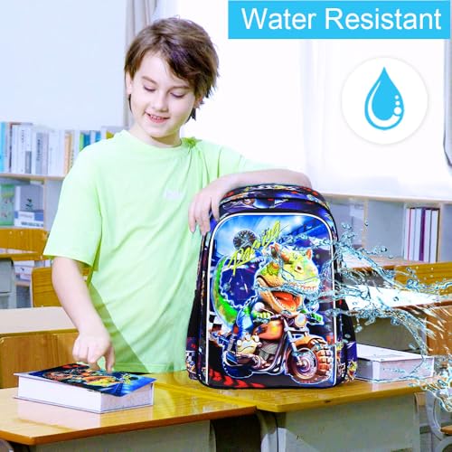 Image of 3PCS Dinosaur Backpack for Boys, 16 Inch Kids Water Resistant Preschool Elementary Kindergarten Bookbags and Lunch Box | Kids