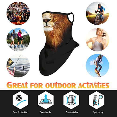 Obacle Bandana Face Mask With Ear Loops Neck Gaiter Face Mask Scarf Face Cover For Men Women (Animal Lion Gold) #TOP4