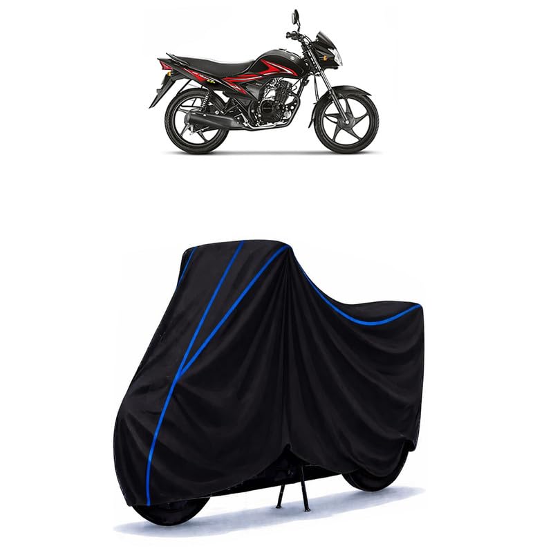 Image of Suzuki Hayate EP Bike Cover Water Resistant Universal Motorcycle Rain | Heavy Duty UV Protection, Dust, Scratch Indoor Outdoor All Weather with Black Blue Piping Elastic