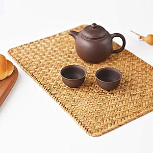 4er Set, Rechteckige Tischsets aus Natürliche Seegras, 43 x 30 cm, Rattan Gewebte Platzsets für den Esstisch