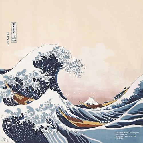 Vtrbwze Furoshiki Japanese Wrapping Cloth Large 27.6 Square Reusable Eco Gift Wrap Fabric Ukiyo-e Design for Christmas Birthday Gifts Wine Bottles (The Great Wave Off Kanagawa)