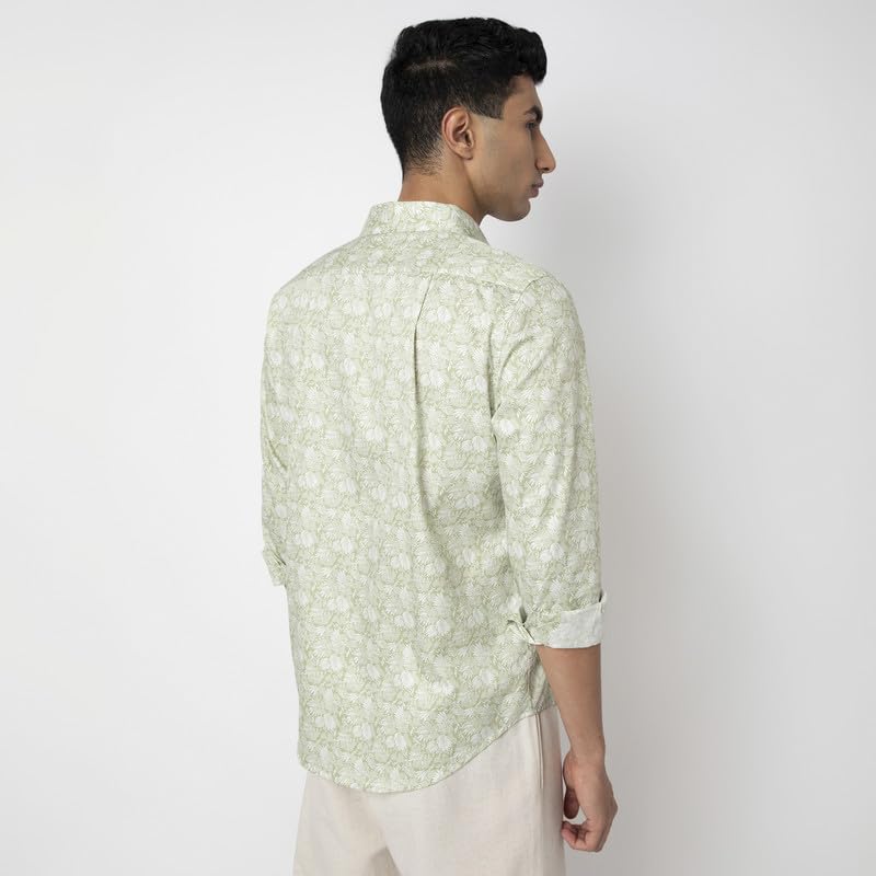 Image of MARK & ALBERT Men's Printed Full Sleeves Regular Fit Shirt Blue | 100% Cotton Stretchable Fabric