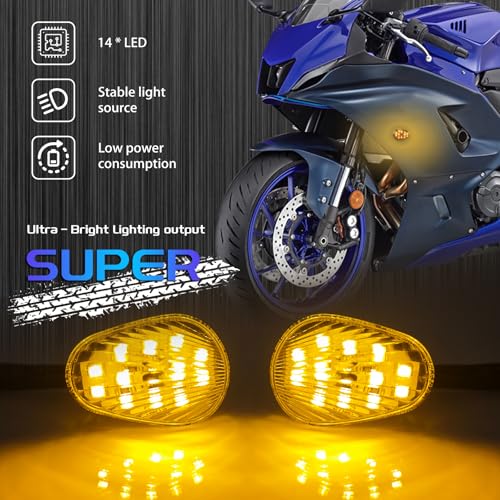 Image of Flush mount motorcycle turn signals LED Light Blinkers Compatible with YZF R1 R3 R6 R6S TMAX MT 07 MT 09 Fazer FZ6 FZ1 FZ FZ6R FZ07 FZ8 FZ09 Turn Indicators (Smoked Color)