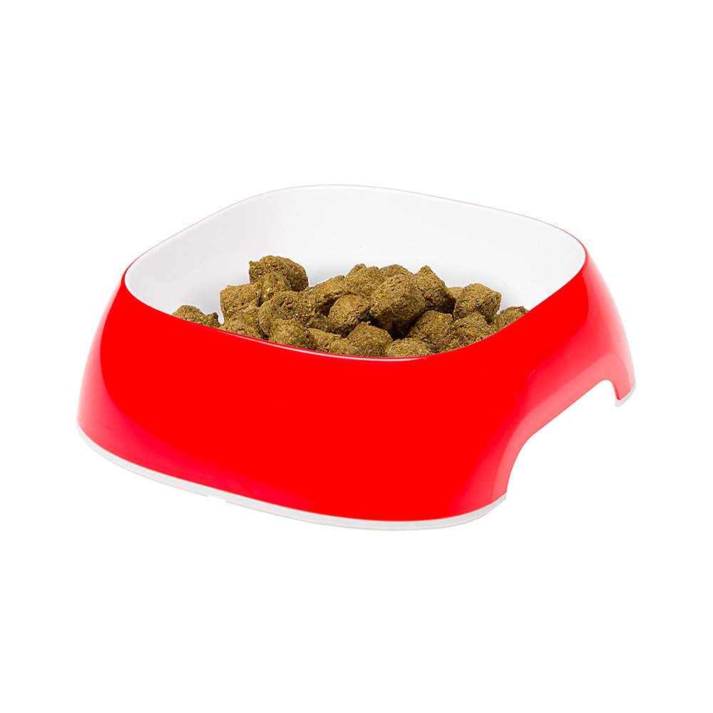 Ferplast Glam Ciotola per Gatti Ciotola per Cibo e Acqua per Gatti in plastica Antiscivolo, Facile da Pulire, 0,4 litri, Rosso