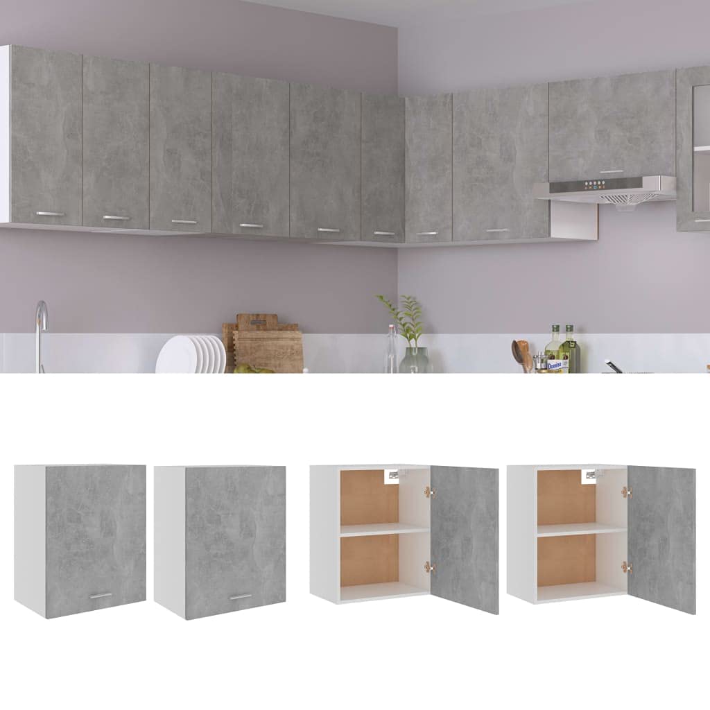 vidaXL Armadi Sospesi “Lyon” 2 pz Grigo Cemento 50x31x60 cm in