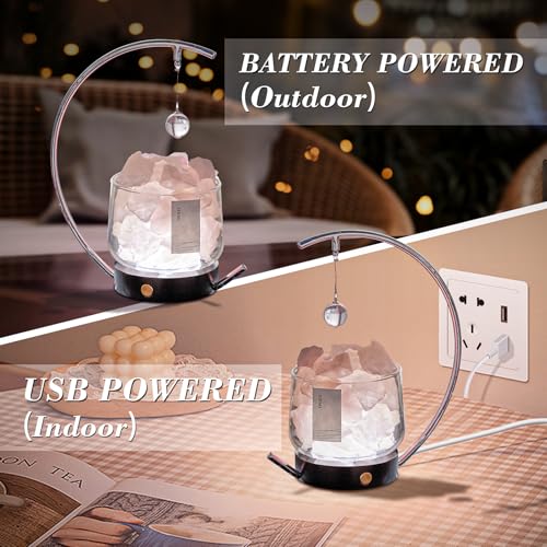 Image of Himalayan Salt Lamp Salt Rock Lamp Night Light with DC Power Cable Crystal Comfort Lighting for SPA Bedrooms Office Outdoor Camping Glacier Pink