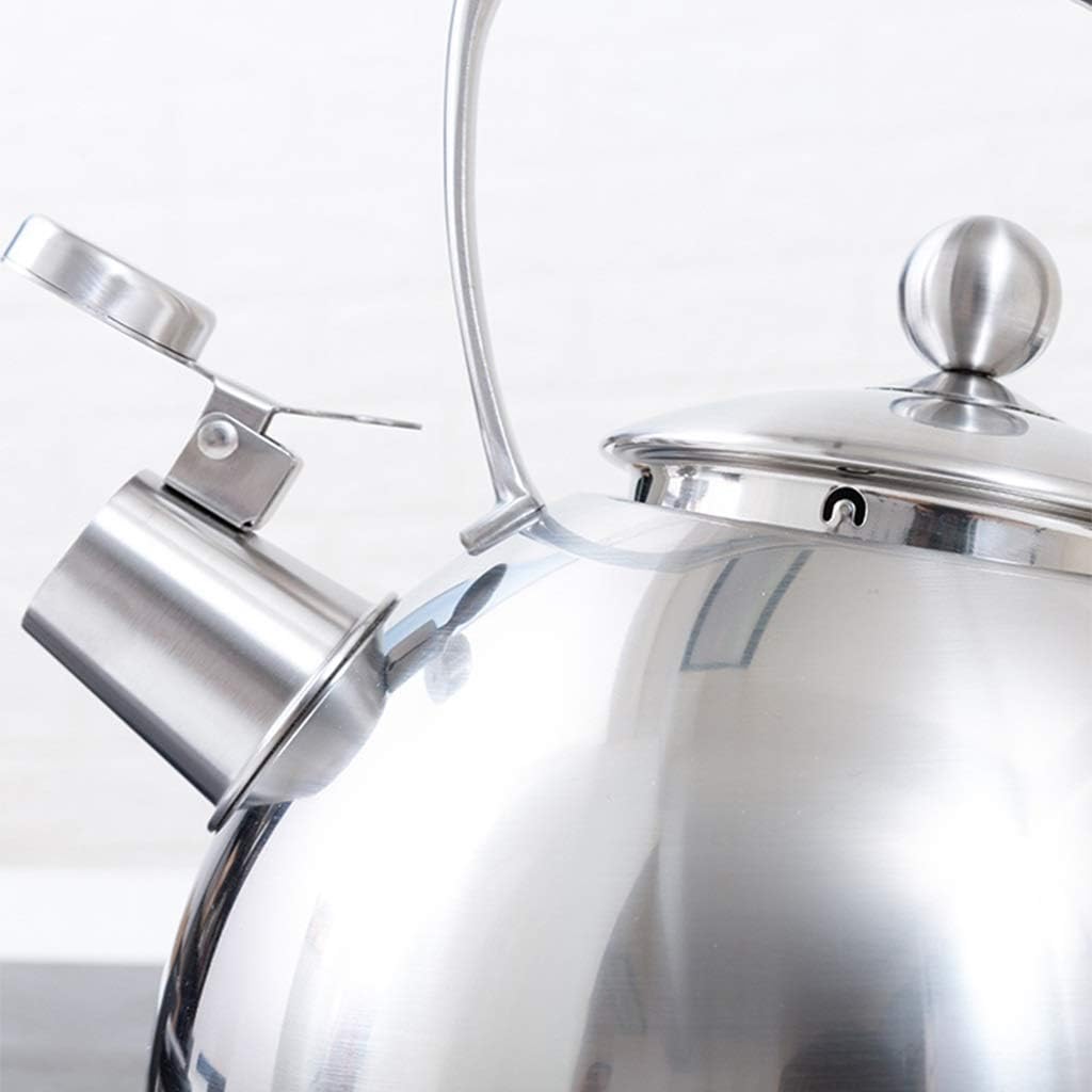304 Stainless Steel Whistling Tea Kettle 3.2QT(3-Liter) Stovetop Tea Pot with Capsule Base Silver Mirror Finish
